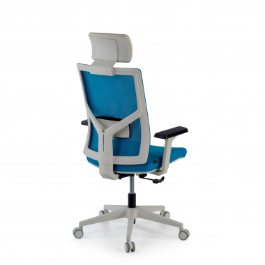 silla de oficina blanco azul estructura blanca reposacabezas malla brazos regulables 1d soporte lumbar reposacabezas 6