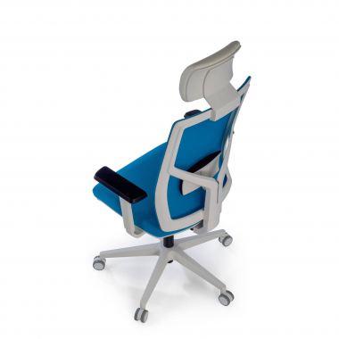 silla de oficina blanco azul estructura blanca reposacabezas malla brazos regulables 1d soporte lumbar reposacabezas 9