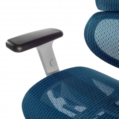 silla ergonomica blanco azul estructura blanca malla brazos regulables 3d doble soporte lumbar reposacabezas 6