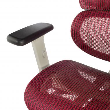silla ergonomica blanco rojo estructura blanca malla brazos regulables 3d doble soporte lumbar reposacabezas 6
