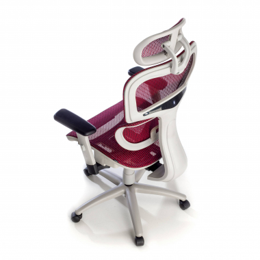 silla ergonomica blanco rojo estructura blanca malla brazos regulables 3d doble soporte lumbar reposacabezas 8