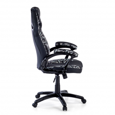 silla gaming gris camuflaje piel sintetica brazos fijos 3