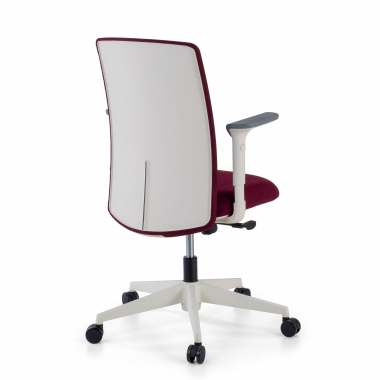 silla giratoria blanco rojo estructura blanca tela brazos regulables 1d 6