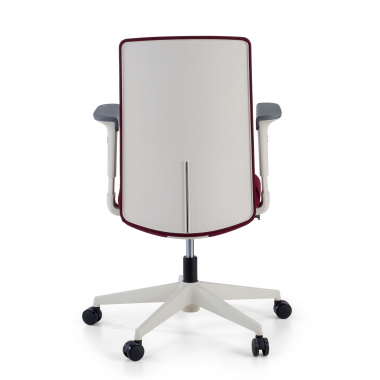 silla giratoria blanco rojo estructura blanca tela brazos regulables 1d 7