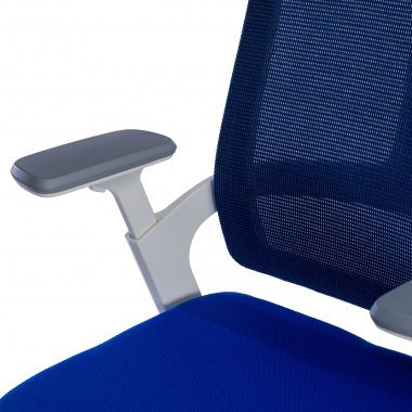silla de oficina barata blanco azul estructura blanca malla brazos regulables 4d soporte lumbar reposacabezas 8