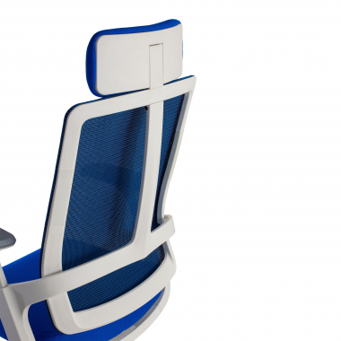 silla de oficina barata blanco azul estructura blanca malla brazos regulables 4d soporte lumbar reposacabezas 11