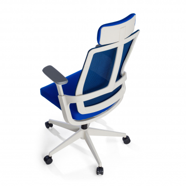 silla de oficina barata blanco azul estructura blanca malla brazos regulables 4d soporte lumbar reposacabezas 9