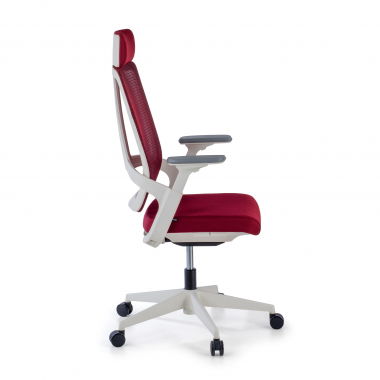 silla de oficina barata blanco rojo estructura blanca malla brazos regulables 4d soporte lumbar reposacabezas 5