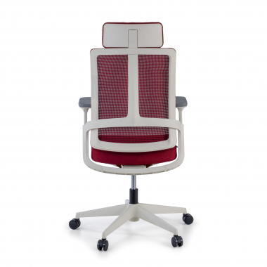silla de oficina barata blanco rojo estructura blanca malla brazos regulables 4d soporte lumbar reposacabezas 8