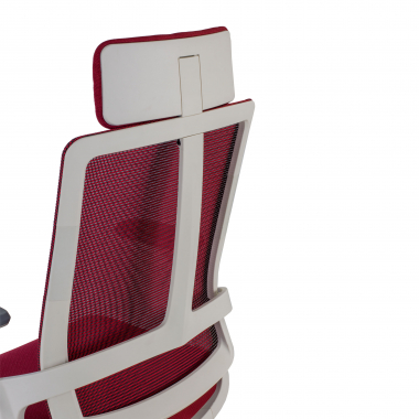 silla de oficina barata blanco rojo estructura blanca malla brazos regulables 4d soporte lumbar reposacabezas 6