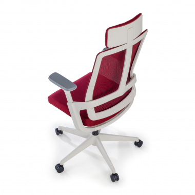 silla de oficina barata blanco rojo estructura blanca malla brazos regulables 4d soporte lumbar reposacabezas 9