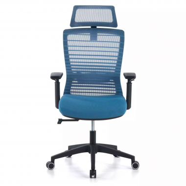 silla de oficina azul tesla malla brazos regulables 3d soporte lumbar reposacabezas 4