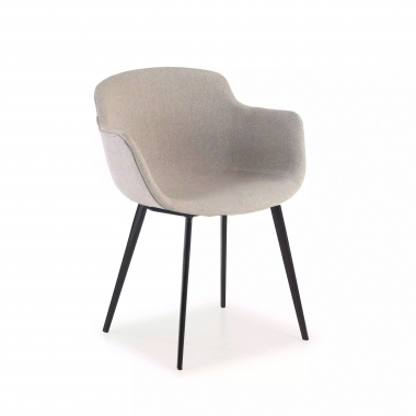 silla confidente negro gris 4 patas tela brazos tapizados 1