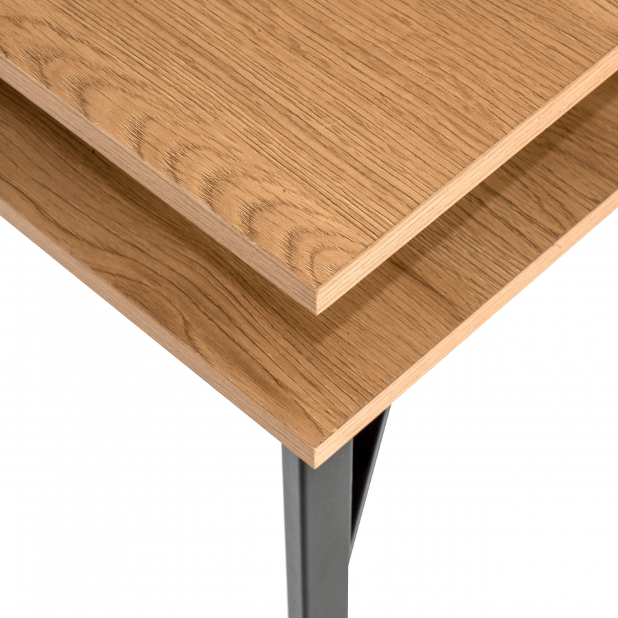 Mesa de escritorio Phoenix en madera roble y patas de acero