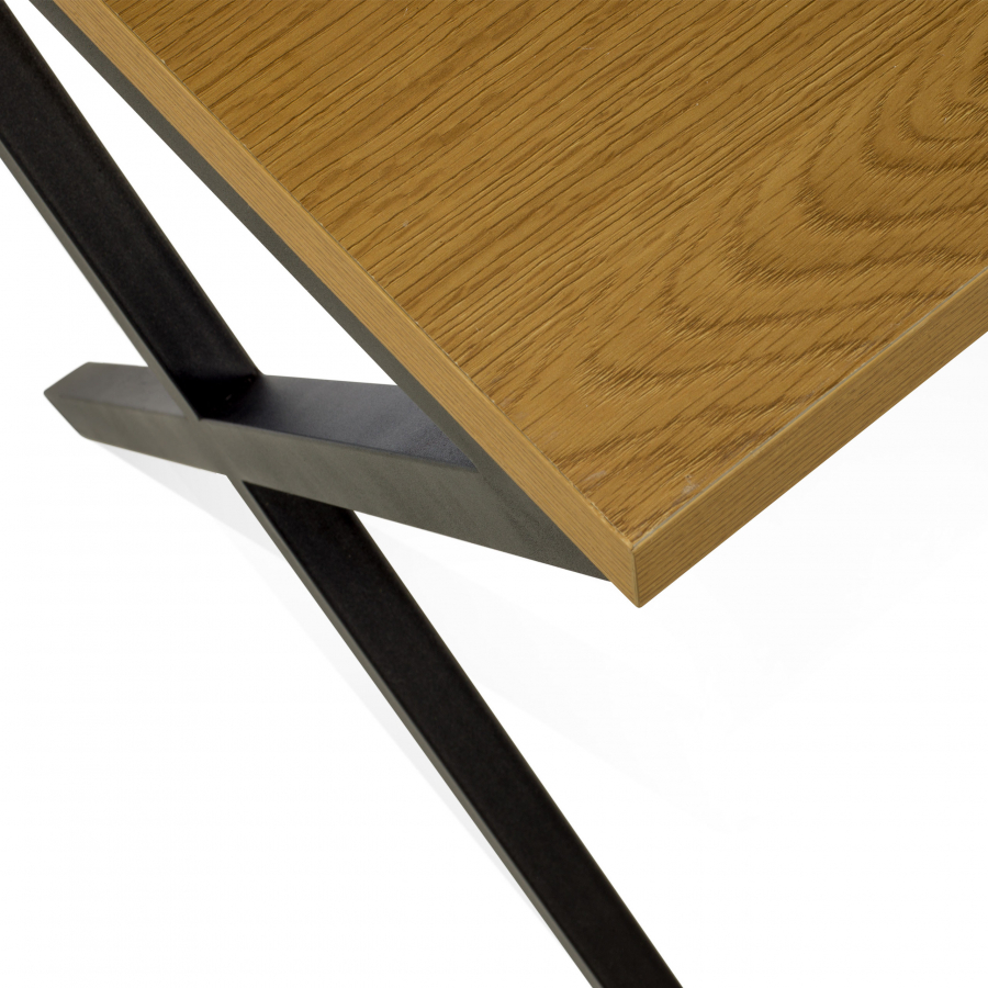 Mesa de escritorio Daytona, madera de roble con cajonera y pasacables