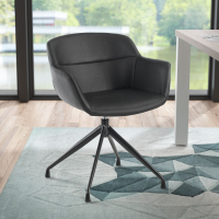 Silla de Reuniones Ores, base piramidal, excelentes acabados, Ecopiel