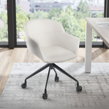 silla confidente negro blanco con ruedas piel sintetica brazos tapizados 2