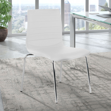 silla confidente blanco 4 patas piel sintetica sin brazos 2