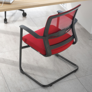 silla confidente rojo alpha malla brazos fijos 2