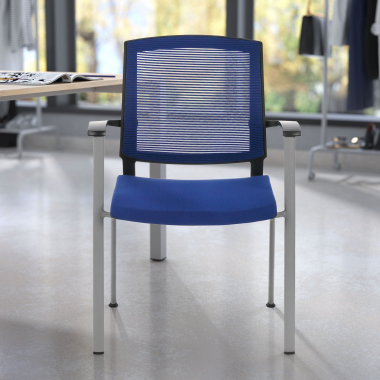 silla de visita azul adam malla brazos fijos 2