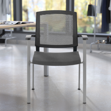 silla de visita gris adam malla brazos fijos 2