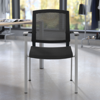 silla de visita negro adam malla brazos fijos 2