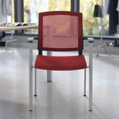 silla de visita rojo adam malla brazos fijos 2