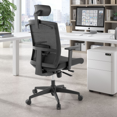 silla ergonomica negro estructura negra reposacabezas malla brazos regulables 1d soporte lumbar reposacabezas 2