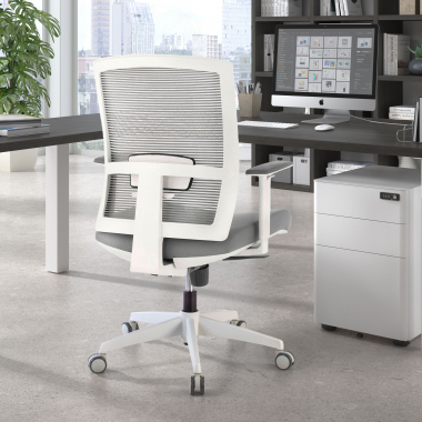 silla ergonomica blanco gris estructura blanca malla brazos regulables 1d soporte lumbar 2