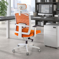 Silla de oficina ergonómica Akira white con reposacabezas
