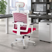 Silla de oficina ergonómica Akira white con reposacabezas