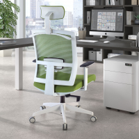 Silla de oficina ergonómica Akira white con reposacabezas