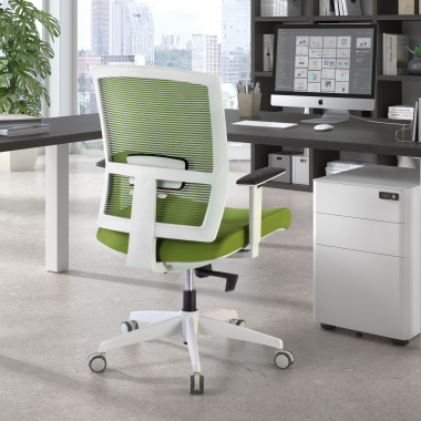 silla ergonomica blanco verde estructura blanca malla brazos regulables 1d soporte lumbar 2