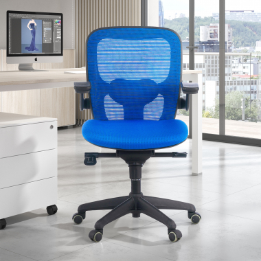 silla ergonomica azul silla de oficina malla brazos moviles soporte lumbar 2