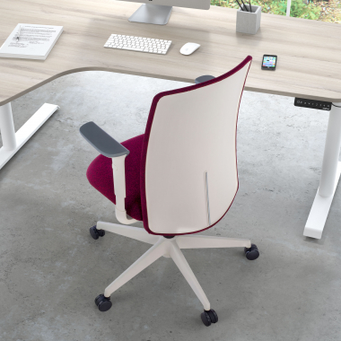 silla giratoria blanco rojo estructura blanca tela brazos regulables 1d 2