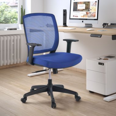 silla giratoria azul silla estructura negra malla brazos regulables 1d 2