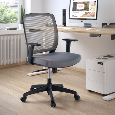 silla giratoria gris silla estructura negra malla brazos regulables 1d 2