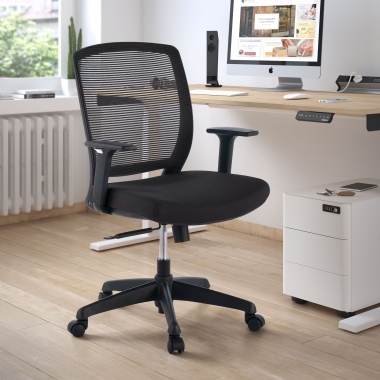 silla giratoria negro silla estructura negra malla brazos regulables 1d 2