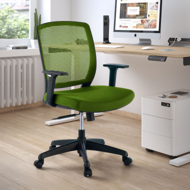 silla giratoria verde silla estructura negra malla brazos regulables 1d 2