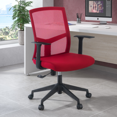 silla giratoria rojo silla de escritorio malla brazos fijos soporte lumbar 2