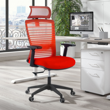 silla de oficina rojo tesla malla brazos regulables 3d soporte lumbar reposacabezas 2