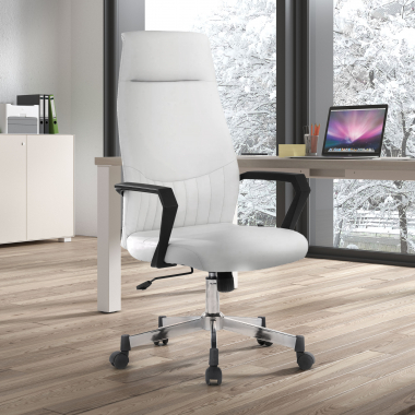 sillon de oficina blanco victory piel sintetica brazos fijos 2