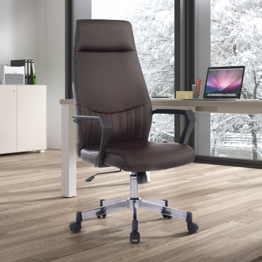 sillon de oficina marron victory piel sintetica brazos fijos 2