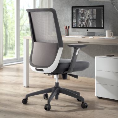 silla de oficina gris red estructura gris malla brazos regulables 3d 2