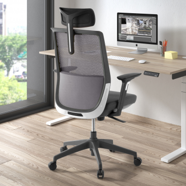 silla de oficina gris red con reposacabezas malla brazos regulables 3d reposacabezas 2