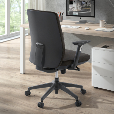silla de oficina negro tapizada tejido tela brazos regulables 3d 2