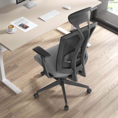 silla ergonomica gris ridley malla brazos regulables 3d soporte lumbar reposacabezas 2