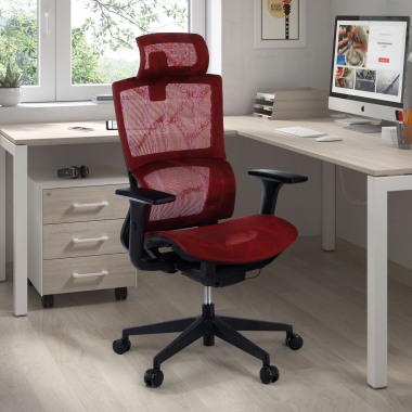 silla ergonomica rojo winter malla brazos regulables 3d doble soporte lumbar reposacabezas 2