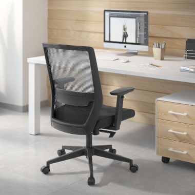 silla giratoria negro sin reposacabezas malla brazos moviles soporte lumbar 2