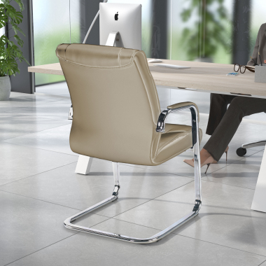 silla confidente beige patin piel natural piel natural brazos tapizados 2
